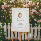 Sticker Rond Bébé Sucré Coquette Gingham à la Fraise