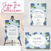 Invitation pour Baby Shower au Gingham Bleu Sucré 