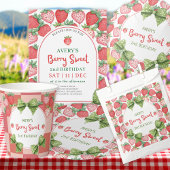 Invitation Berry Sweet Birthday Party Strawberry Birthday