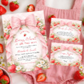 Poster Strawberry Pink Bow Baby Shower Welcome 