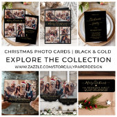 Modern Gold Script Zwart 2 Foto Kerstmis Ornament Kaart