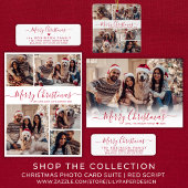 Elegant rood script familie foto vrolijk kerstfees glas ornament
