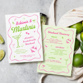 Serviette De Plage Bikinis tirés à la main & Martinis Bachelorette