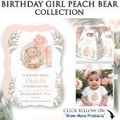 Assiettes En Carton Premier Anniversaire Mignonne Teddy Bear Peach