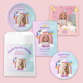 Sachets En Papier unicorne rose et violet mignonne photo personnalis