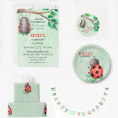 Serviette En Papier Anniversaire d'une coccinelle sur une aquarelle de