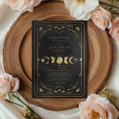 Save The Date Mariage céleste de Tarot noir et de Faux Gold