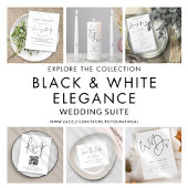 Élégant Script de budget Menu Mariage noir blanc