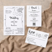 Invitation Mariage simple doodlé noir et blanc (Personnalisez la collection de ce créateur indépendant. )