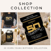 T-shirt Noir & Or 50 ans Jeune bannière 50e anniversaire