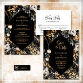 Save The Date Mariage géométrique Floral d'or noir