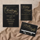 Dessous-de-verre En Papier Mariage de calligraphie Merci noir et or (Personnalisez la collection de ce créateur indépendant. )