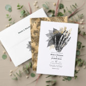 Invitation Code QR de mariage gothique floral noir et or (Personnalisez la collection de ce créateur indépendant. Test)