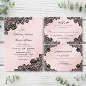 Elegante zwarte en blozen bloemenkant bruiloft save the date (Personaliseer de collectie van deze zelfstandige maker.)