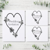 Zwart-wit vlinder hart ontwerp bruiloft servet (Personaliseer de collectie van deze zelfstandige maker.)