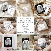 Invitation Minimalist Black and White Floral Photo Arch 