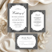 Numéro De Table Mariage rayé noir et blanc