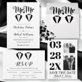 Invitation Black tuxedo Mr and Mr two grooms gay wedding