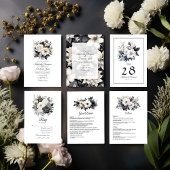 Numéro De Table Mariage floral noir et blanc