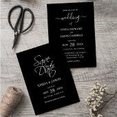 Carte de détails de mariage Noir & Blanc