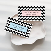 Zwart-wit zigzag patroon, Chevron Pattern Visitekaartje