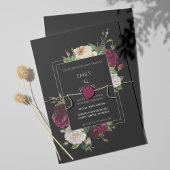Modern Black en Burgundy Peonies redden de datum