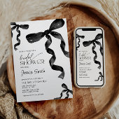 Bruids Douche Uitnodiging met Zwarte strikken