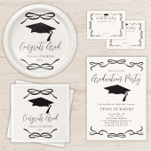 Zwart-wit meisje Coquette Bow Graduation Party Kaart