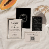 Menu Mariage de Luxe Rétro Argent Noir de Luxe