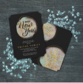 Invitation Parties scintillant d'or noir fête du Nouvel An