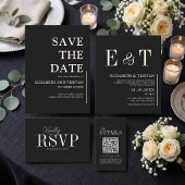 Invitation de mariage minimaliste noir simple