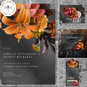 Invitation Black Moody Gothique Orange Lily Mariage