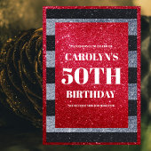 Invitation Parties scintillant noire rouge blanc fête d'anniv