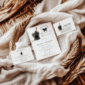 Invitation Black Satin Bow Pearls Bridal Shower