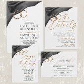 Invitation Black Velvet Wedding Details Card