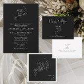 Elegant Bloemen Zwart Bruiloft Save the Date Kaart