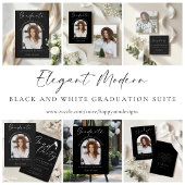 Invitation Noir Blanc Moderne Arche Photo Fête de Remise de D