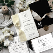 Monogram Crest Wedding Place Card Menu