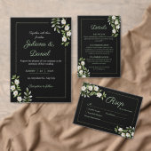 Invitation Noir classique avec Mariage Camellia blanc (Personnalisez la collection de ce créateur indépendant. )