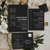 Blackout Minimalist Modern Wedding Menu
