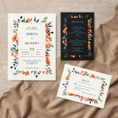 Plaque De Table Botaniques en floraison Orange Floral Mariage vert (Personnalisez la collection de ce créateur indépendant. )