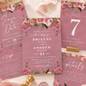 Menu Mariage Rose Sauvage Chic Fleurie