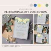Invitation Amour fleurissant Bleu Jaune Mariage d'été printem