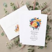 Éventail Programme de mariage floral bleu, orange, jaune et (Personnalisez la collection de ce créateur indépendant. Test)