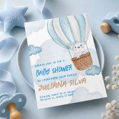 Invitation de baby shower modifiable Bleu & Blanc