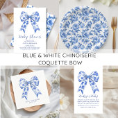 Luier Raffle Blue Chinoiserie Bow Baby shower Informatiekaartje