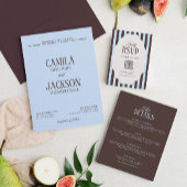 Invitation Mariage Bleu Froid et Marron