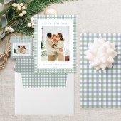 Étiquette Adresse de retour Gingham Bleu et Vert