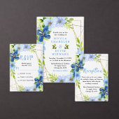 Blue and Navy Flowers with Foliage Vierkante Sticker (Personaliseer de collectie van deze zelfstandige maker.)