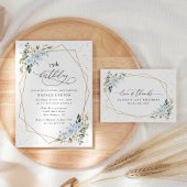 Invitation Tout En Un Fleurs bleues, Fleurs blanches, Verdure, Doux 16